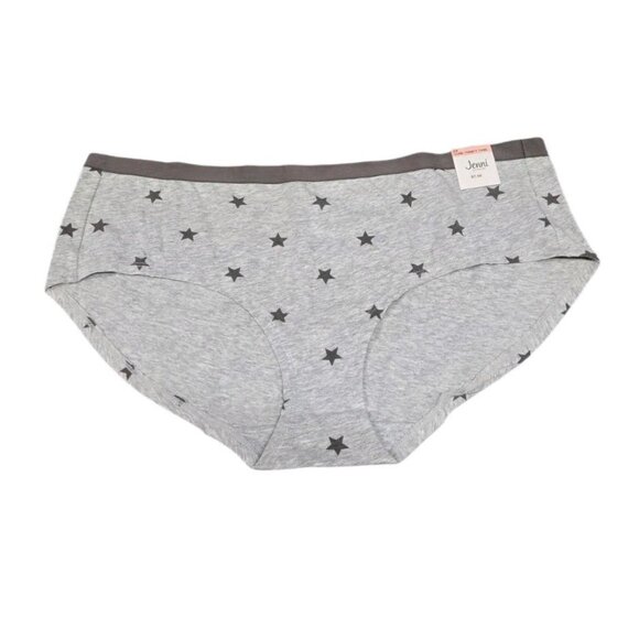 Jenni Set Of 2 Womens Plus 2XL Cotton Hipster Panties Underwear Gray Stars - Picture 4 of 8